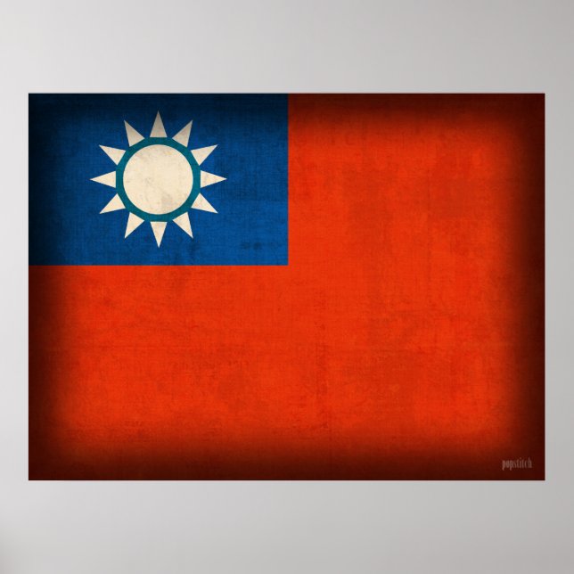 Taiwan Taipei Flag gestresstes Poster Print (Vorne)