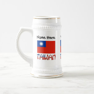 Taiwan Taiwanesisch Flagge Schwarz Personalisierun Bierglas