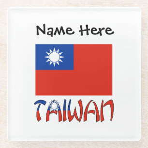 Taiwan Taiwanesisch Flagge Schwarz Personalisierun Glasuntersetzer