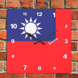 Taiwan-Uhr, patriotische Zuhause, taiwanische Flag Quadratische Wanduhr