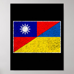 Taiwan Ukraine-Flagge Taiwanesisch Ukrainische Unt Poster