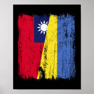 Taiwan Ukraine Halbflagge Taiwanesisch Ukrainische Poster