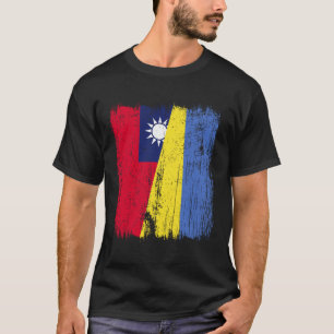 Taiwan Ukraine Halbflagge Taiwanesisches Ukrainisc T-Shirt