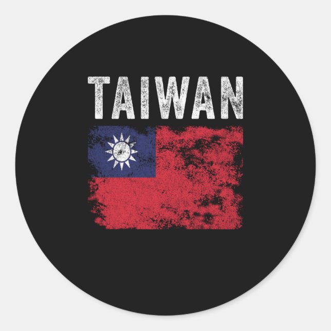 taiwanesische Flagge beeinträchtigt Runder Aufkleber (Vorderseite)