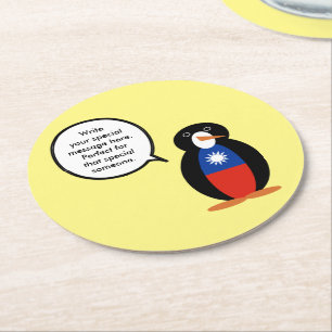 Taiwanesische Flagge oder chinesisch sprechender H Runder Pappuntersetzer