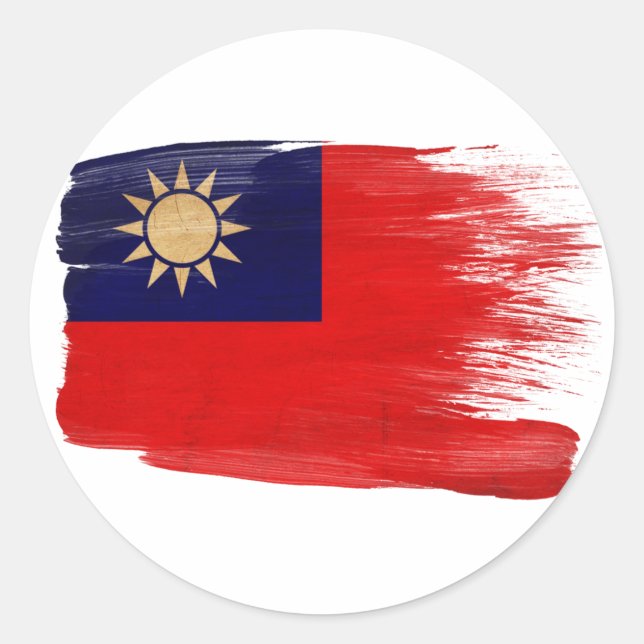 taiwanesische Flagge Runder Aufkleber (Vorderseite)