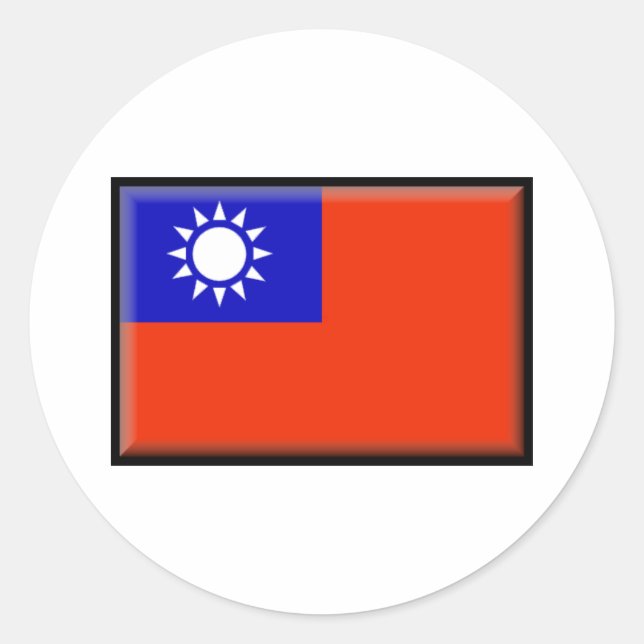 taiwanesische Flagge Runder Aufkleber (Vorderseite)