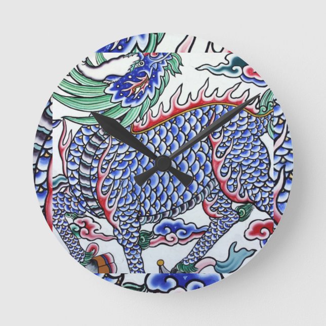 Taiwanesische Kunst Runde Wanduhr (Vorderseite)