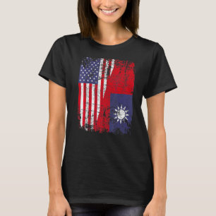 Taiwanesische Roots Halb-Amerikanische Flagge USA  T-Shirt