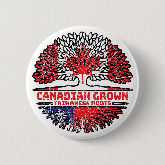 Taiwanisch Kanadisches Tree Roots Flag Kanada Button (Vorderseite)