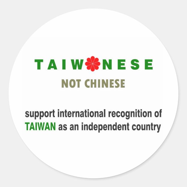 Taiwanisch, nicht chinesisch runder aufkleber (Vorderseite)