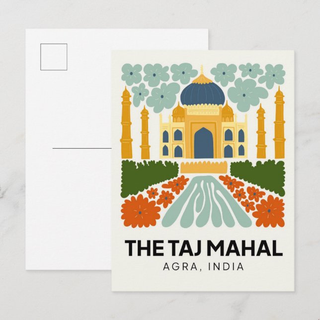 Taj Mahal Agra India abstrakte Kunst des Blumenhan Postkarte (Vorne/Hinten)