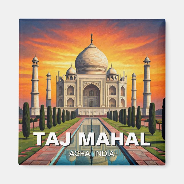 Taj Mahal Agra India Travel Sunset Magnet (Vorne)