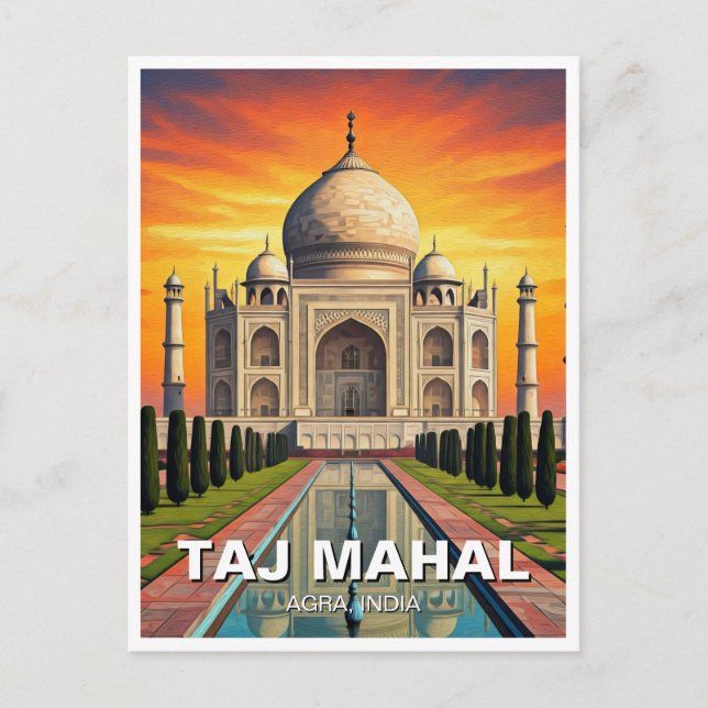 Taj Mahal Agra India Travel Sunset Postkarte (Vorderseite)
