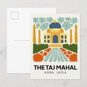 Taj Mahal Agra Indien abstrakte Reise Blumenkunst Postkarte