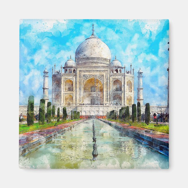 Taj mahal Aquarellmalerei Magnet (Vorne)