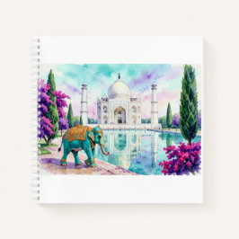 Taj Mahal & Elefant Aquarell Notizbuch