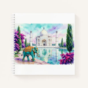 Taj Mahal & Elefant Aquarell Notizbuch