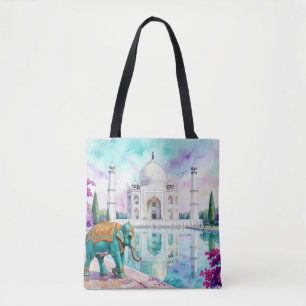 Taj Mahal & Elefant Aquarell Tasche