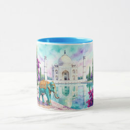 Taj Mahal & Elefant Aquarell Tasse