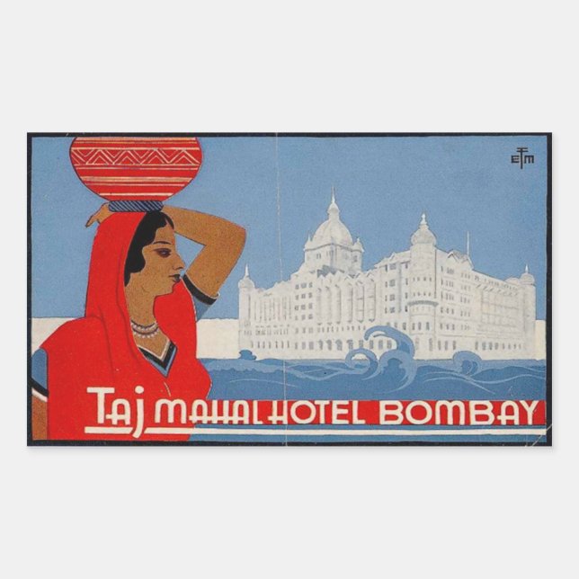 Taj Mahal Hotel (Bombay India) Rechteckiger Aufkleber (Vorderseite)
