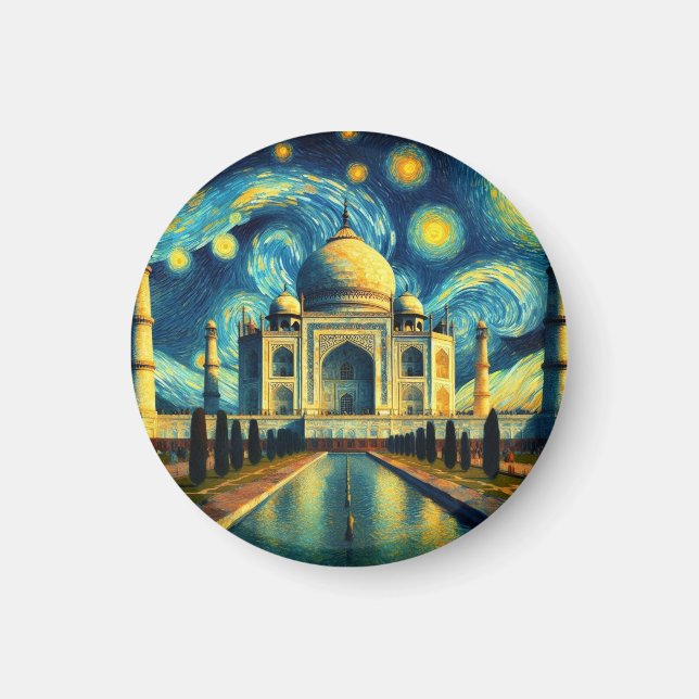 Taj Mahal India Starry Night Magnet (Vorne)
