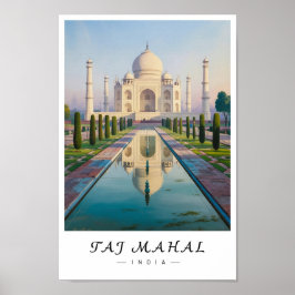 Taj Mahal India Wall Art, Agra Landmark Poster