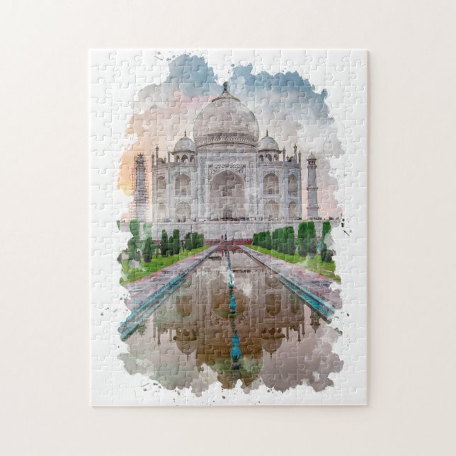 Taj Mahal India Watercolor Art (Vertikal)