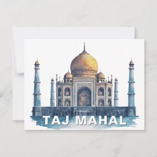 Taj Mahal Indien Aquarell Wahrzeichen Postkarte