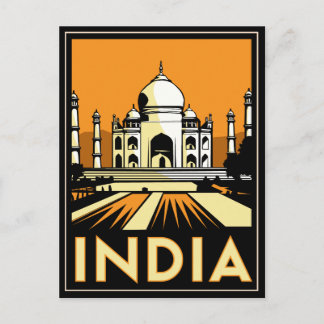 Taj Mahal Indien Art Deco Retroplakat Postkarte