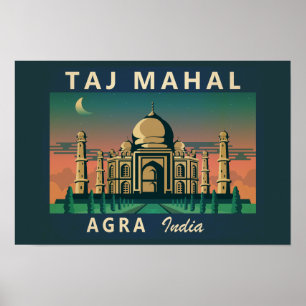 Taj Mahal Indien Reise Kunst Vintage Poster