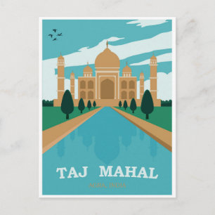Taj Mahal Indien Vintage Reiseposter Postkarte