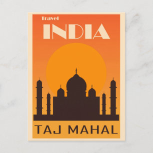 Taj Mahal Indien Vintage Reiseposter Postkarte