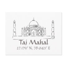 Taj Mahal Latitude Longitude Postcard
