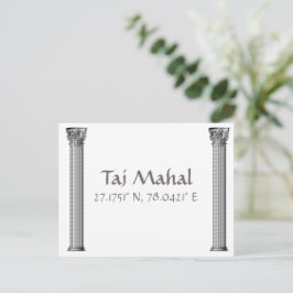 Taj Mahal Latitude Longitude Postcard Postkarte