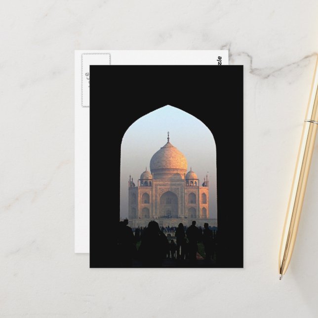 Taj Mahal Light of Dawn India Architecture Foto Postkarte (Vorderseite/Rückseite Beispiel)
