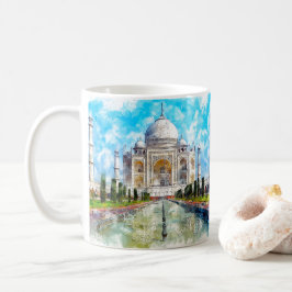 Taj Mahal Marmormausoleum, Aquarellmalerei Kaffeetasse
