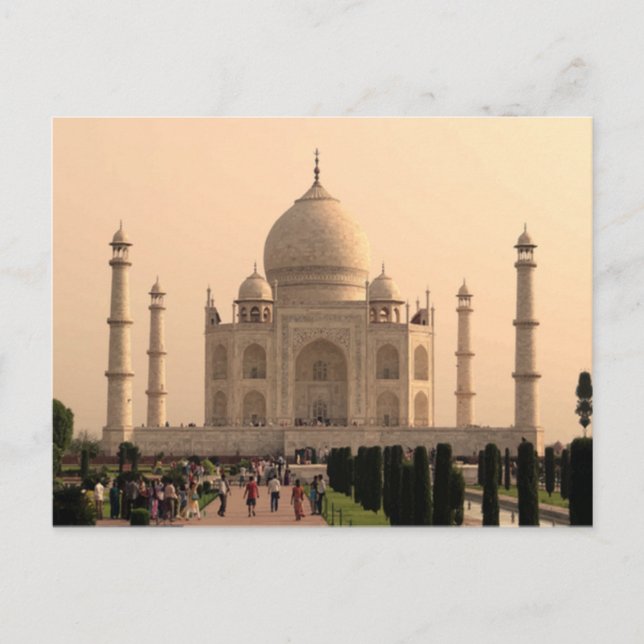 Taj Mahal mit Menschen Postkarte (Vorderseite)