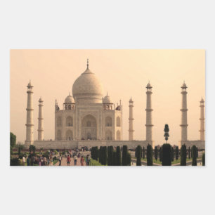 Taj Mahal mit Menschen Rechteckiger Aufkleber
