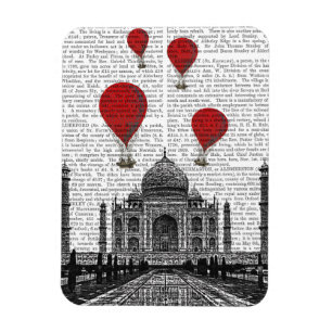 Taj Mahal und glühende Luft-Ballone Magnet