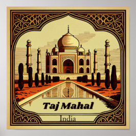 Taj Mahal Vintag Square Poster