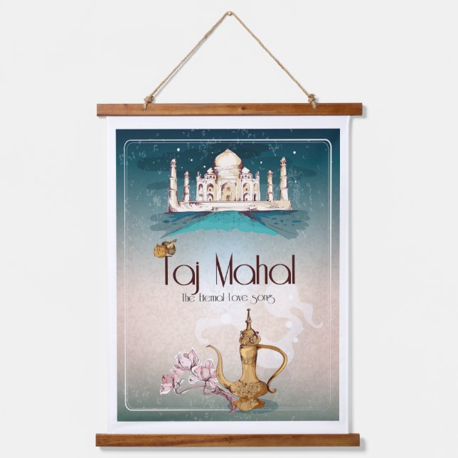 Taj Mahal Wandteppich Mit Holzrahmen (Vorderseite)