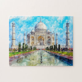 Taj Mahal Watercolor bemalt