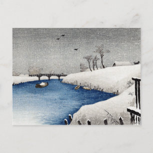 Takahashi Shōtei Snow auf Ayase River Postkarte