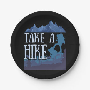 Take a Hike I love Hiking camping Pappteller