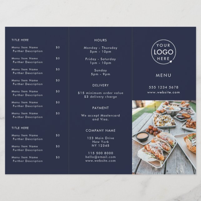 Take-Away | Navy Blue Restaurant Foto Takaway Menu (Vorderseite)