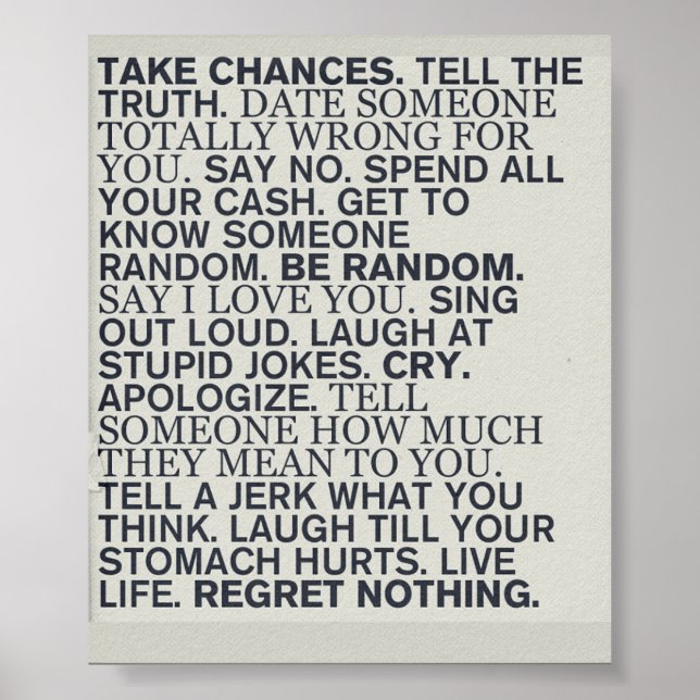 Take Chances Poster (Vorne)