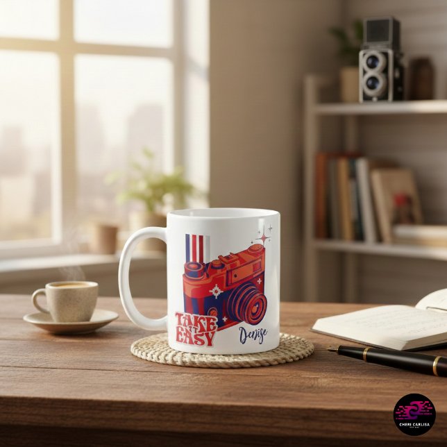 Take It Easy Retro-Kamera Kaffeetasse (A cozy retro vibe for every photographer—your new favorite camera mug.)