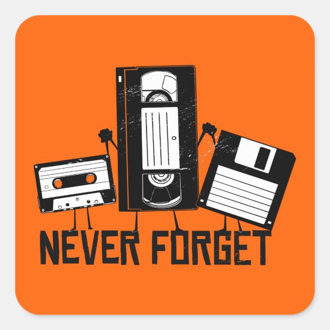 Take Me Back To The Nineties - NEVER FORGET Quadratischer Aufkleber (Vorderseite)