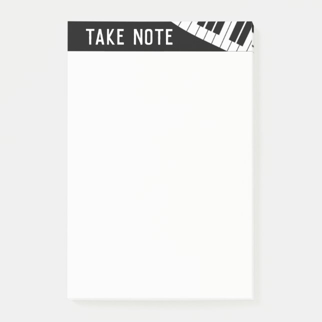 "Take Note" Musical Piano Black and White Post-it Klebezettel (Vorderseite)